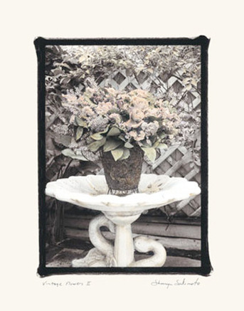 Vintage Flowers II, Still Life with Birdbath